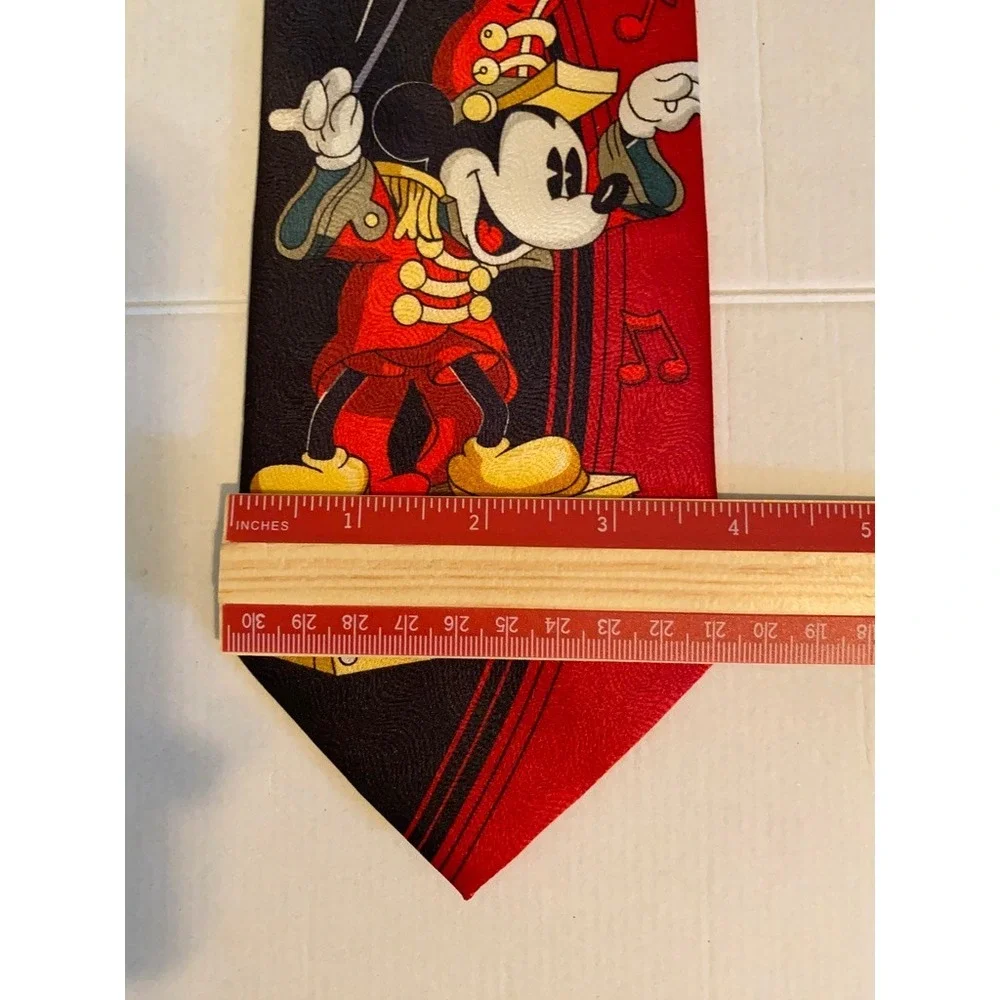 Mickey Unlimited Disney Mickey Mouse Bandleader Red Black Silk Feel Necktie